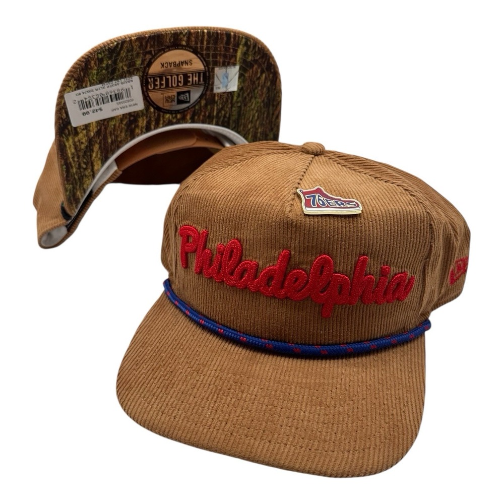 New Era Golfer Philadelphia‎ 76ers Hat Snapback Adjustable Corduroy Script Camo